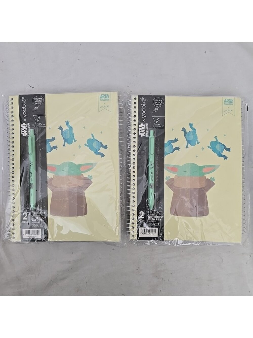 8-PACK YOOBI 4 Subject Notebooks 8″X 10.5″ College Ruled And 4 Pens Grogu Force